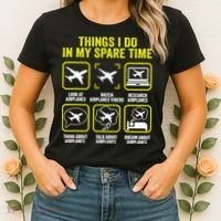 Things I Do In My Spare Time Airplanes Aviation Pilot Women's T-Shirt thumb 2