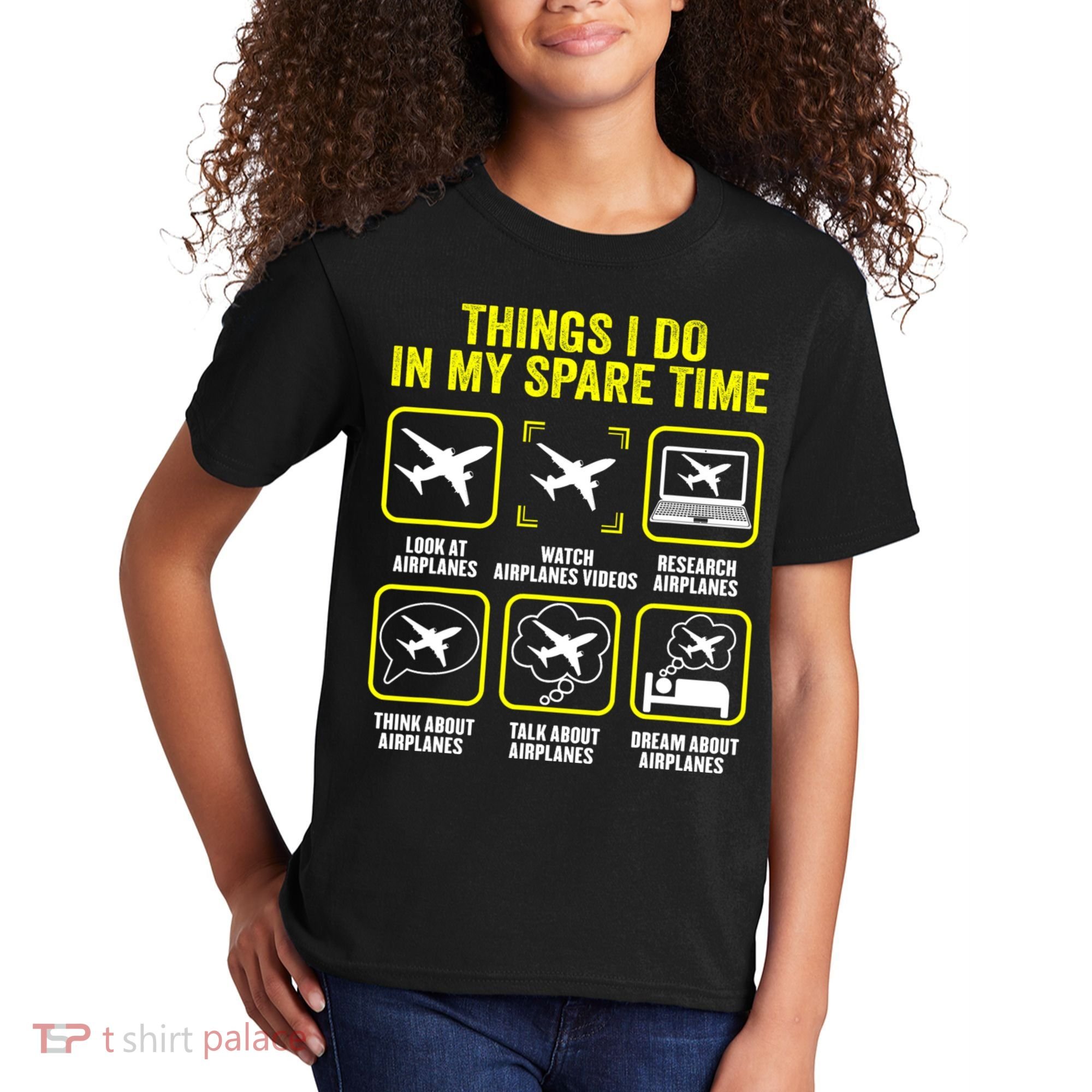 Things I Do In My Spare Time Airplanes Aviation Pilot Kids T-Shirt