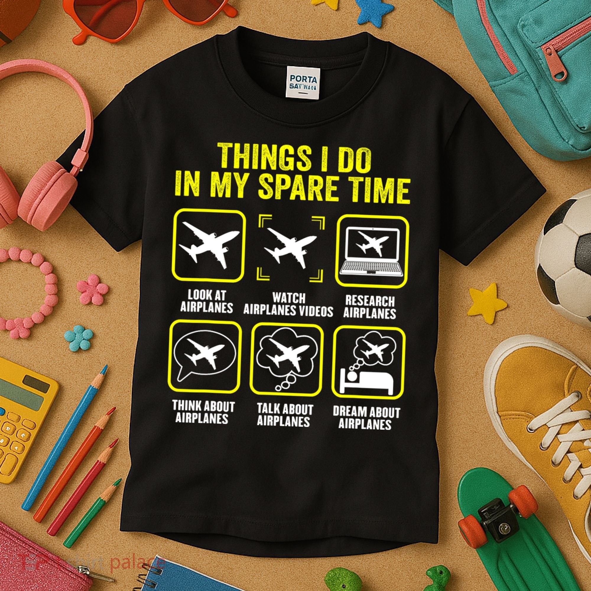 Things I Do In My Spare Time Airplanes Aviation Pilot Kids T-Shirt