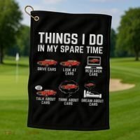 Things I Do In My Spare Time Funny Car Enthusiast Car Lover Golf Towel thumb 1