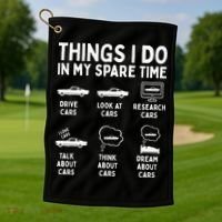 Things I Do In My Spare Time Car Enthusiast Funny Car Guy Golf Towel thumb 1