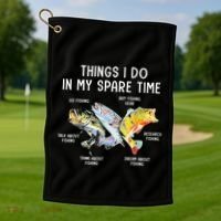 Things I Do In My Spare Time Funny Fishing Golf Towel thumb 1