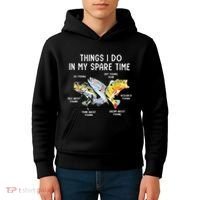 Things I Do In My Spare Time Funny Fishing Kids Hoodie thumb 4