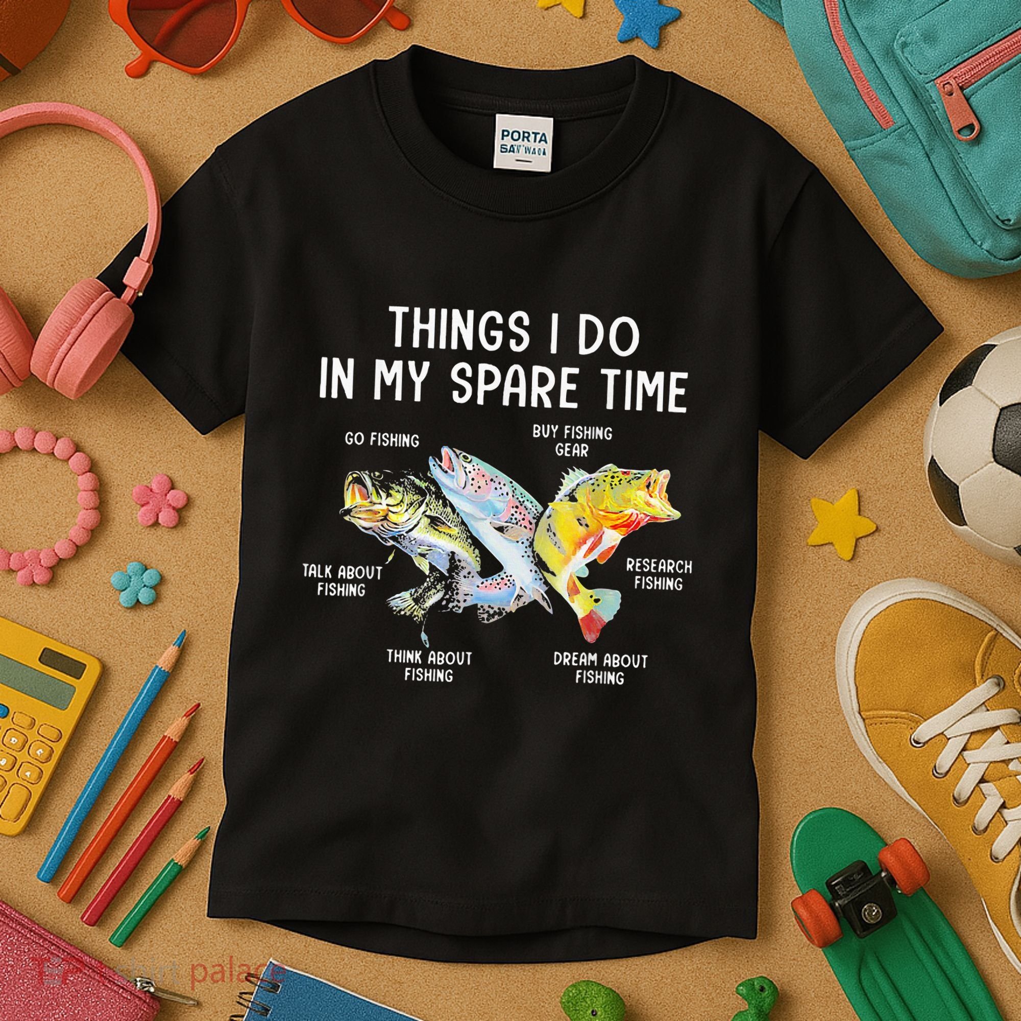 Things I Do In My Spare Time Funny Fishing Kids T-Shirt