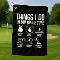 Things I Do In My Spare Time Bunny Rabbit Golf Towel thumb 1