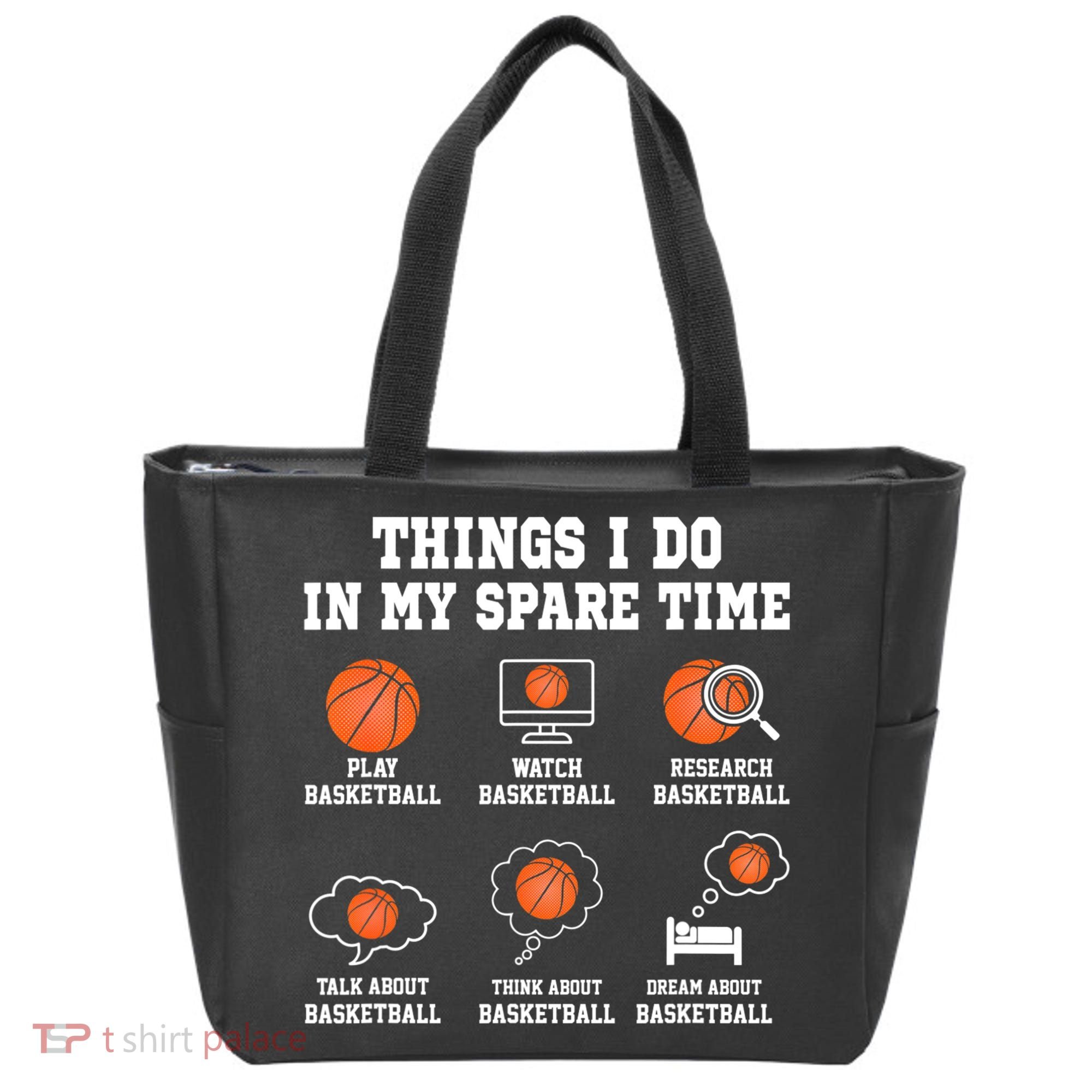 Things I Do In My Spare TIme Funny Basketball Lover Tote Bag