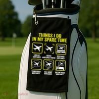 Things I Do In My Spare Time Airplanes Aviation Pilot Golf Towel thumb 2