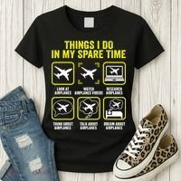 Things I Do In My Spare Time Airplanes Aviation Pilot Women's T-Shirt thumb 3