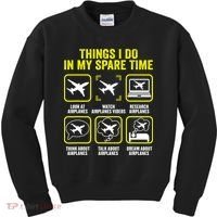 Things I Do In My Spare Time Airplanes Aviation Pilot Kids Sweatshirt thumb 0