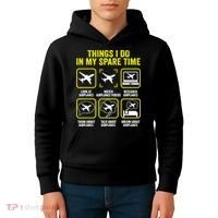 Things I Do In My Spare Time Airplanes Aviation Pilot Kids Hoodie thumb 4