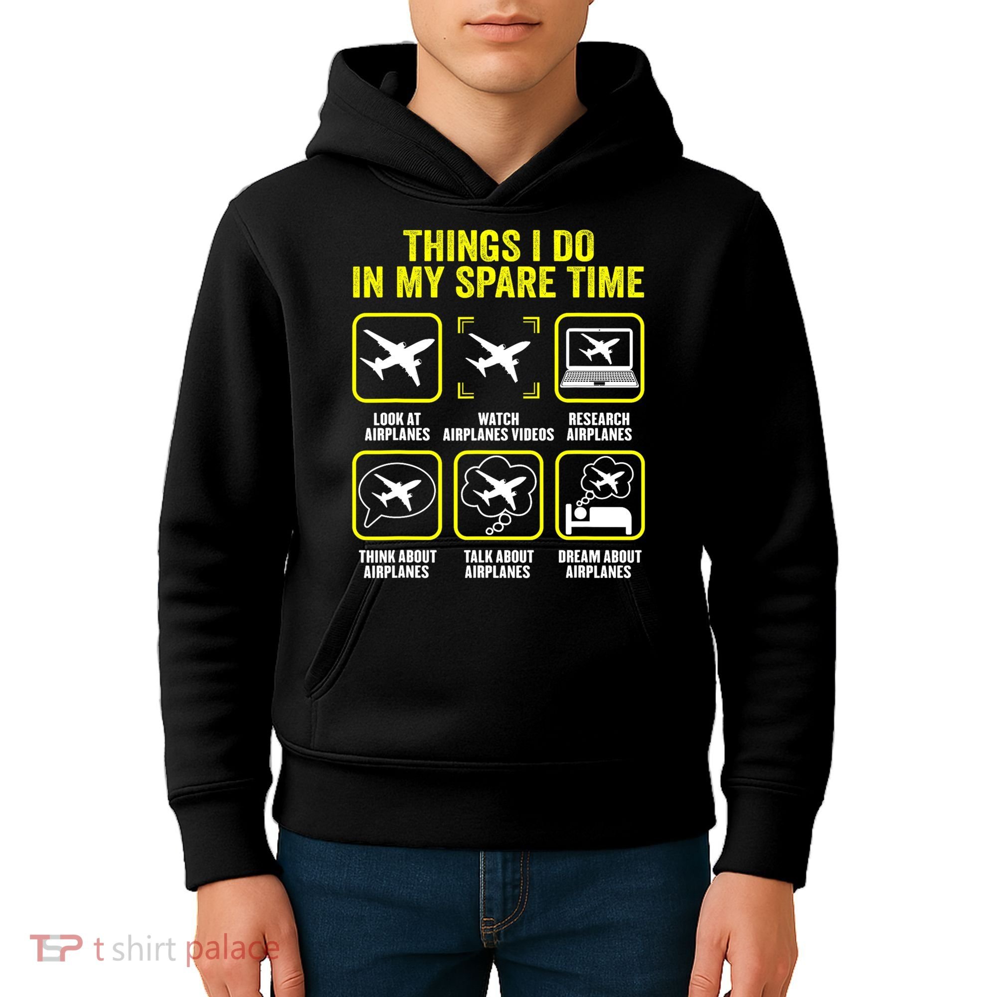 Things I Do In My Spare Time Airplanes Aviation Pilot Kids Hoodie