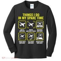 Things I Do In My Spare Time Airplanes Aviation Pilot Kids Long Sleeve Shirt thumb 0