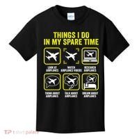 Things I Do In My Spare Time Airplanes Aviation Pilot Kids T-Shirt thumb 0