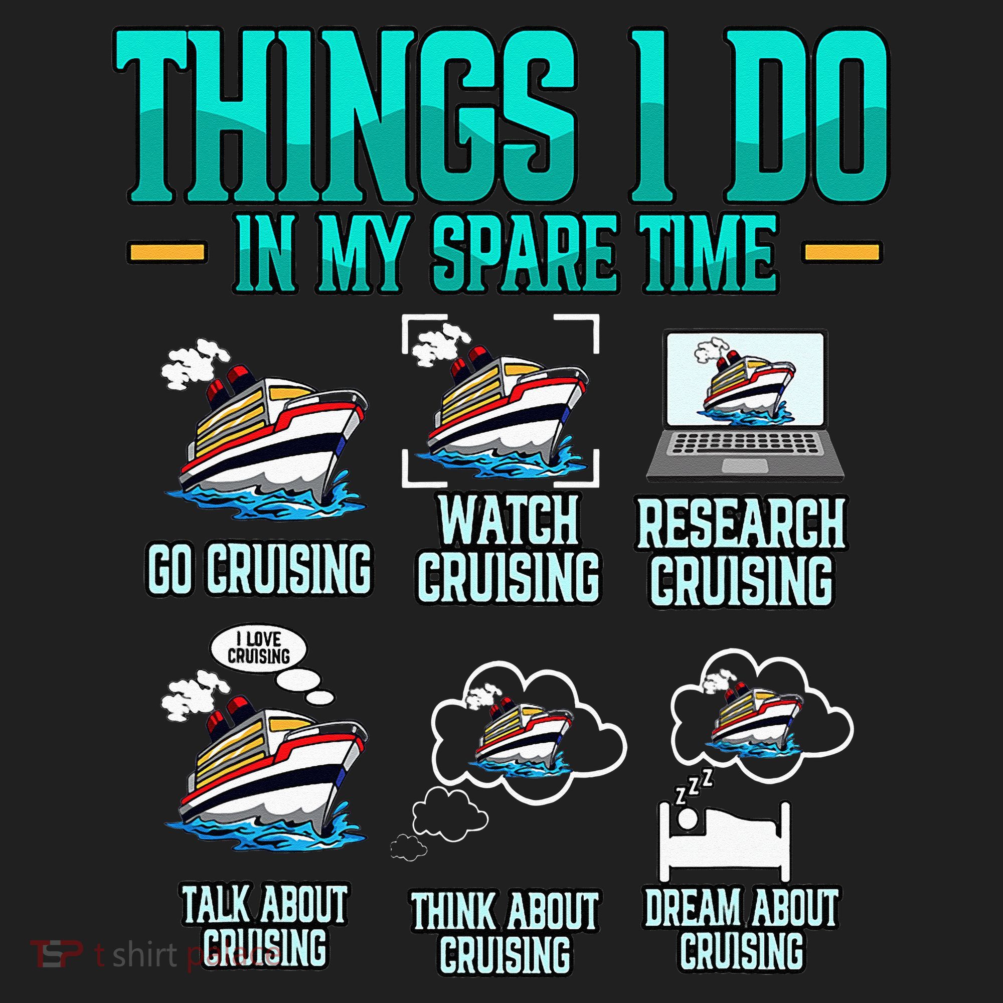Things I Do In My Spare Time Cruising funny Cruise Golf Towel