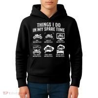 Things I Do In My Spare Time Biker Motorcycle Rider Riding Kids Hoodie thumb 4