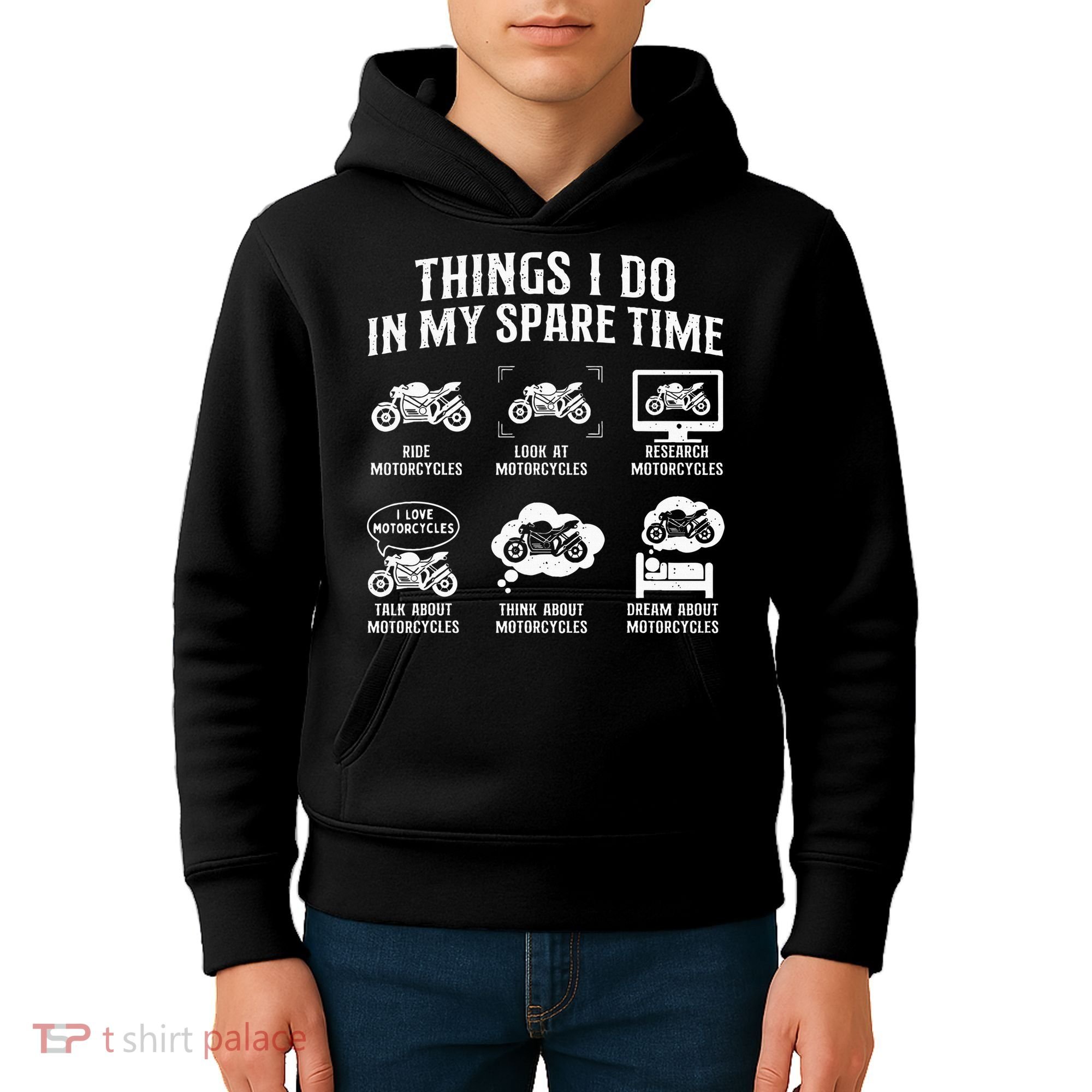 Things I Do In My Spare Time Biker Motorcycle Rider Riding Kids Hoodie
