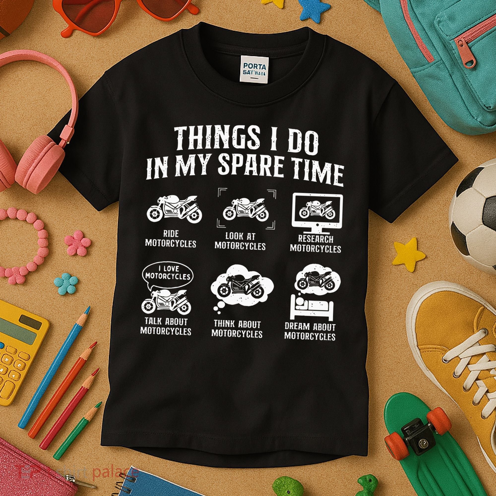 Things I Do In My Spare Time Biker Motorcycle Rider Riding Kids T-Shirt