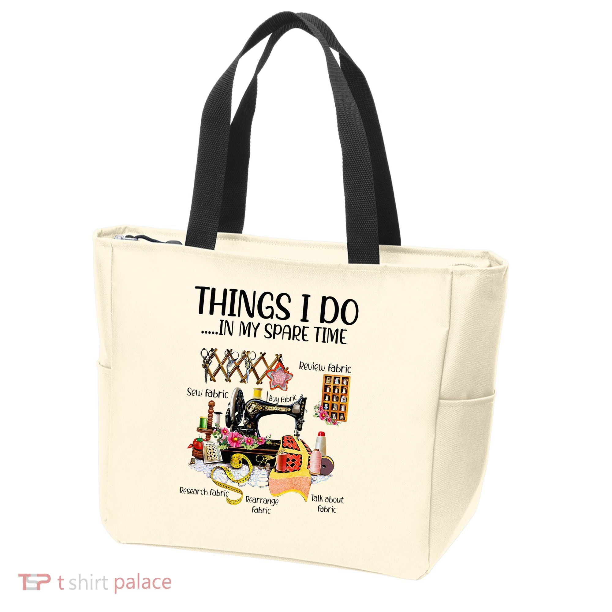 Things I Do In My Spare Time Funny Quilting Sewing Theme Tote Bag