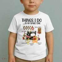 Things I Do In My Spare Time Funny Quilting Sewing Theme Toddler T-Shirt thumb 2