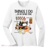 Things I Do In My Spare Time Funny Quilting Sewing Theme Women's Long Sleeve Shirt thumb 0