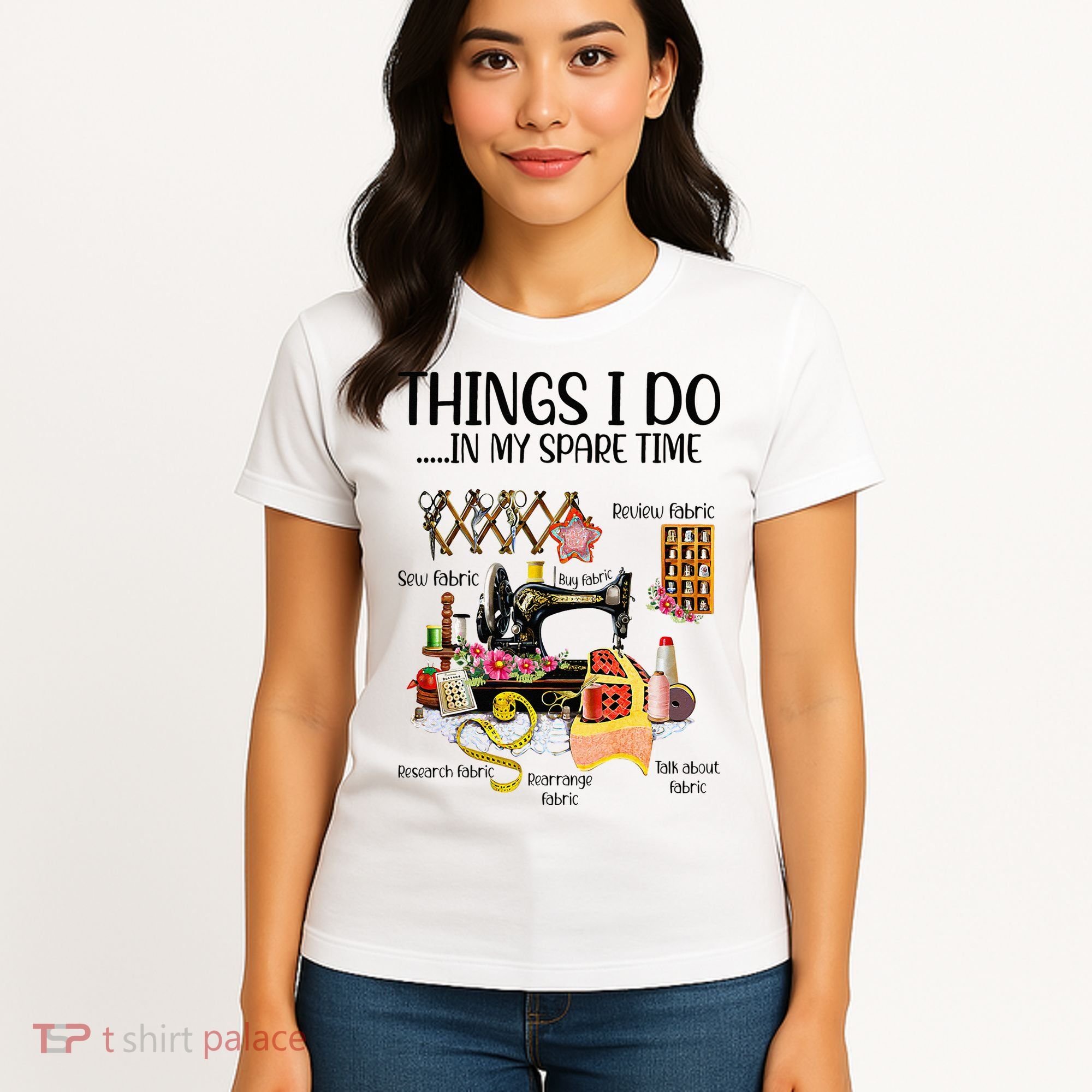 Things I Do In My Spare Time Funny Quilting Sewing Theme Women's T-Shirt