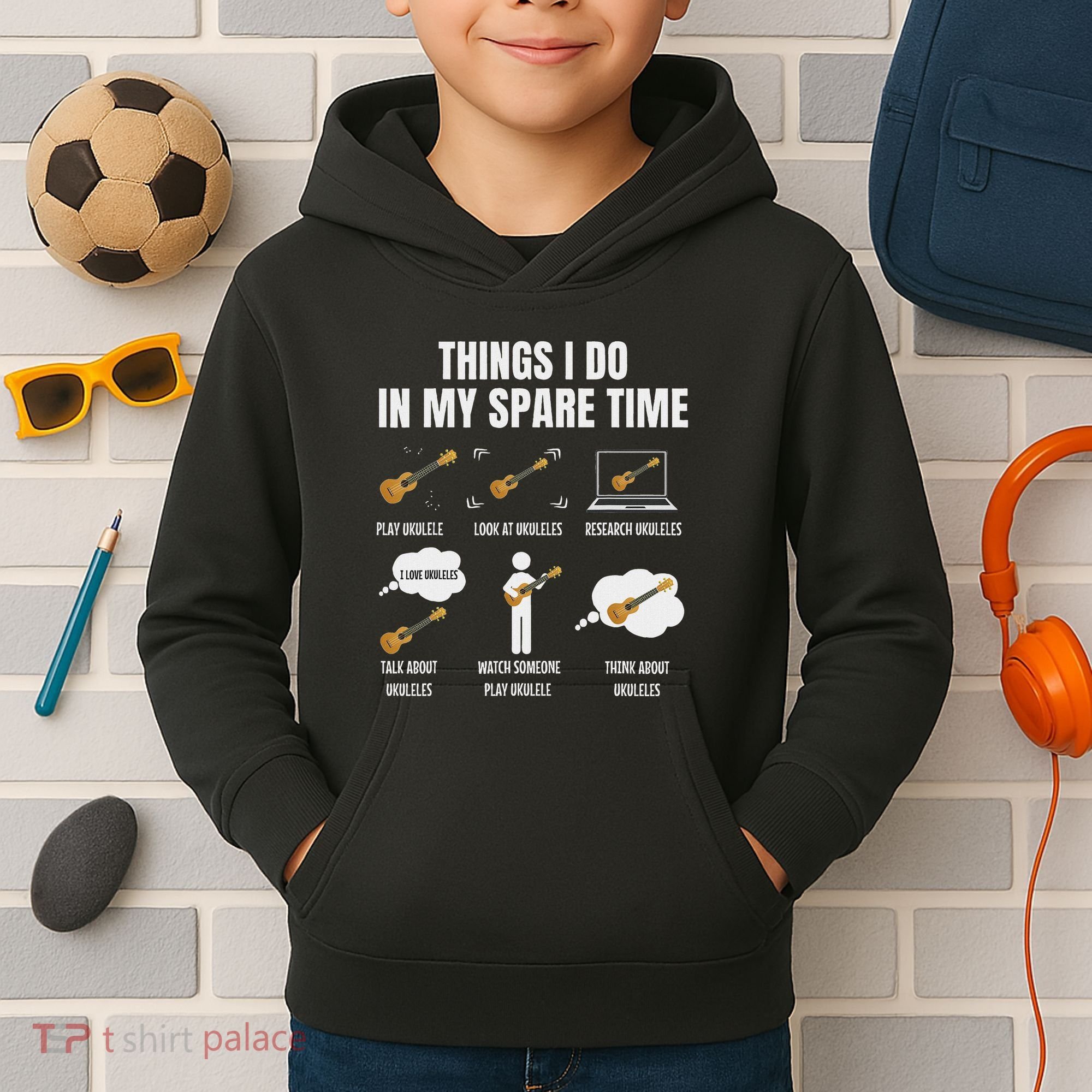 Things I Do In My Spare Time Ukulele Player Kids Hoodie
