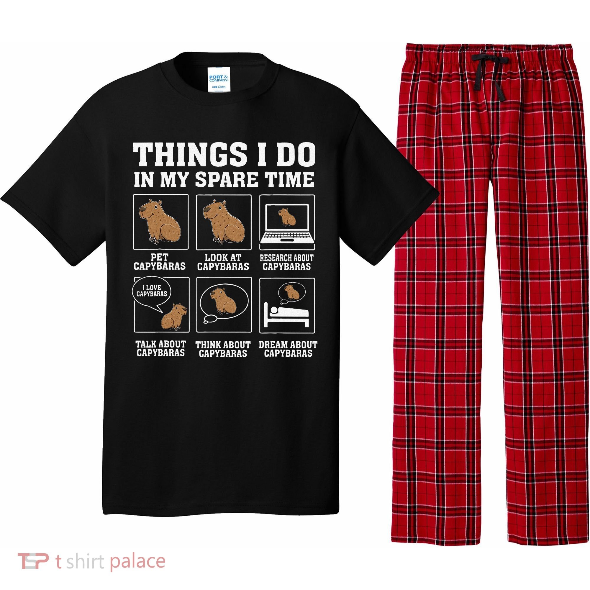 Things I Do In My Spare Time Capybara Funny Capybaras Rodent  Pajama Set