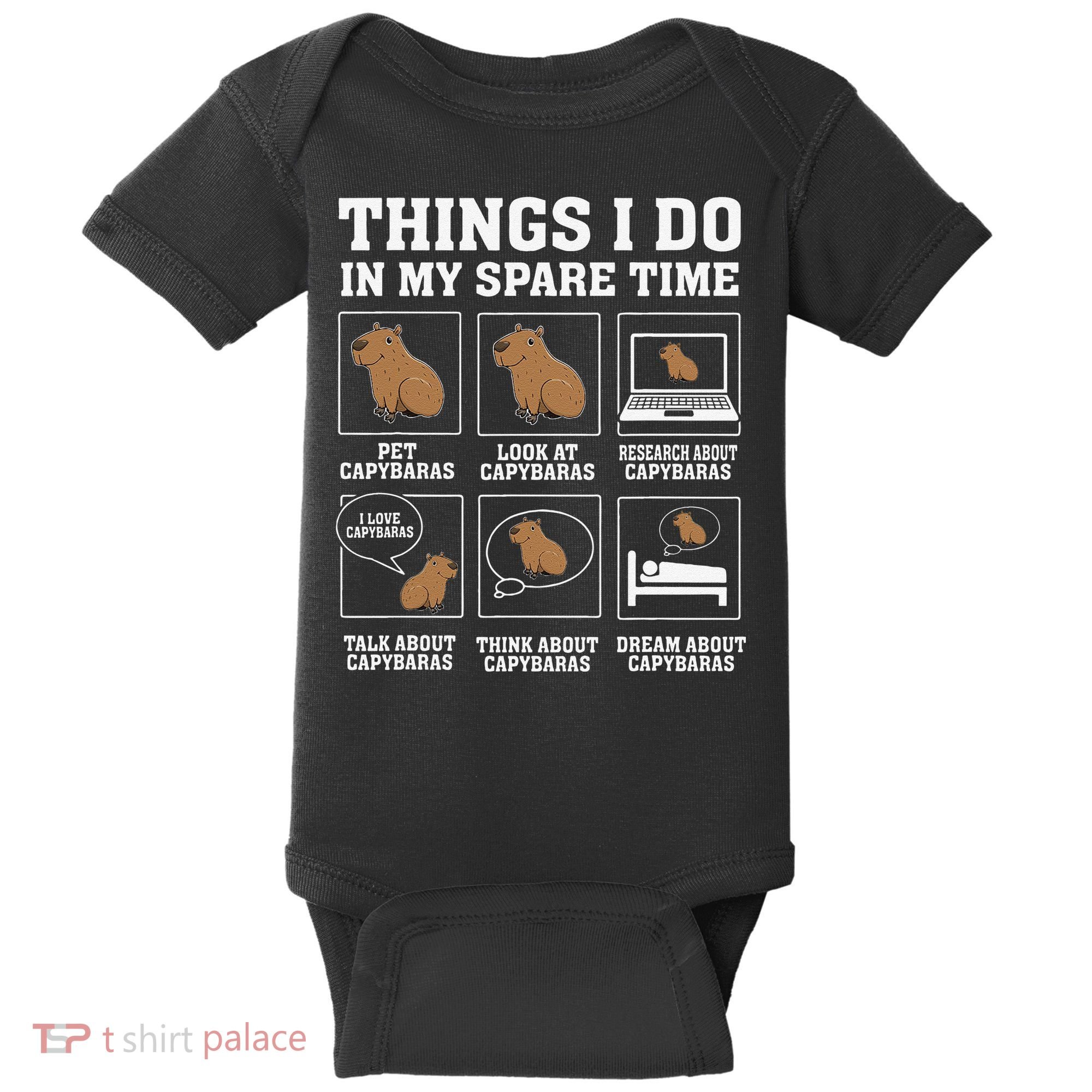 Things I Do In My Spare Time Capybara Funny Capybaras Rodent  Baby Bodysuit