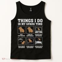 Things I Do In My Spare Time Capybara Funny Capybaras Rodent  Tank Top thumb 2