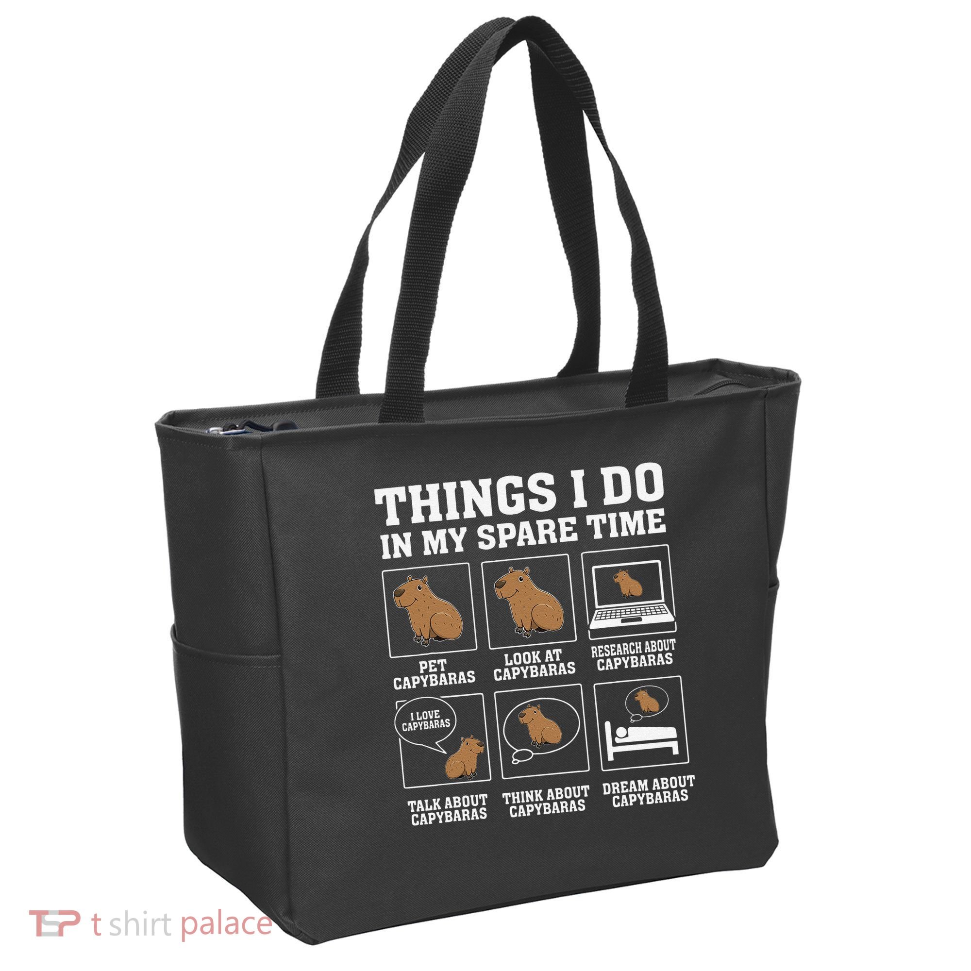 Things I Do In My Spare Time Capybara Funny Capybaras Rodent  Tote Bag