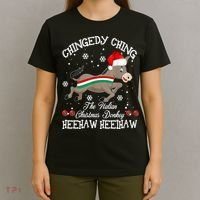 The Italian Donkey Christmas Chingedy Ching Dominick Donkey Xmas T-Shirt thumb 4