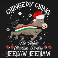 The Italian Donkey Christmas Chingedy Ching Dominick Donkey Xmas T-Shirt thumb 7