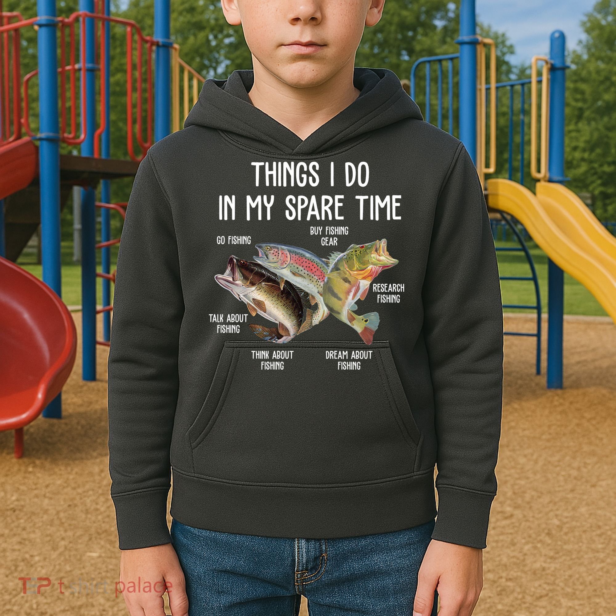 Thing I Do In My Spare Time Fishing Funny Kids Hoodie