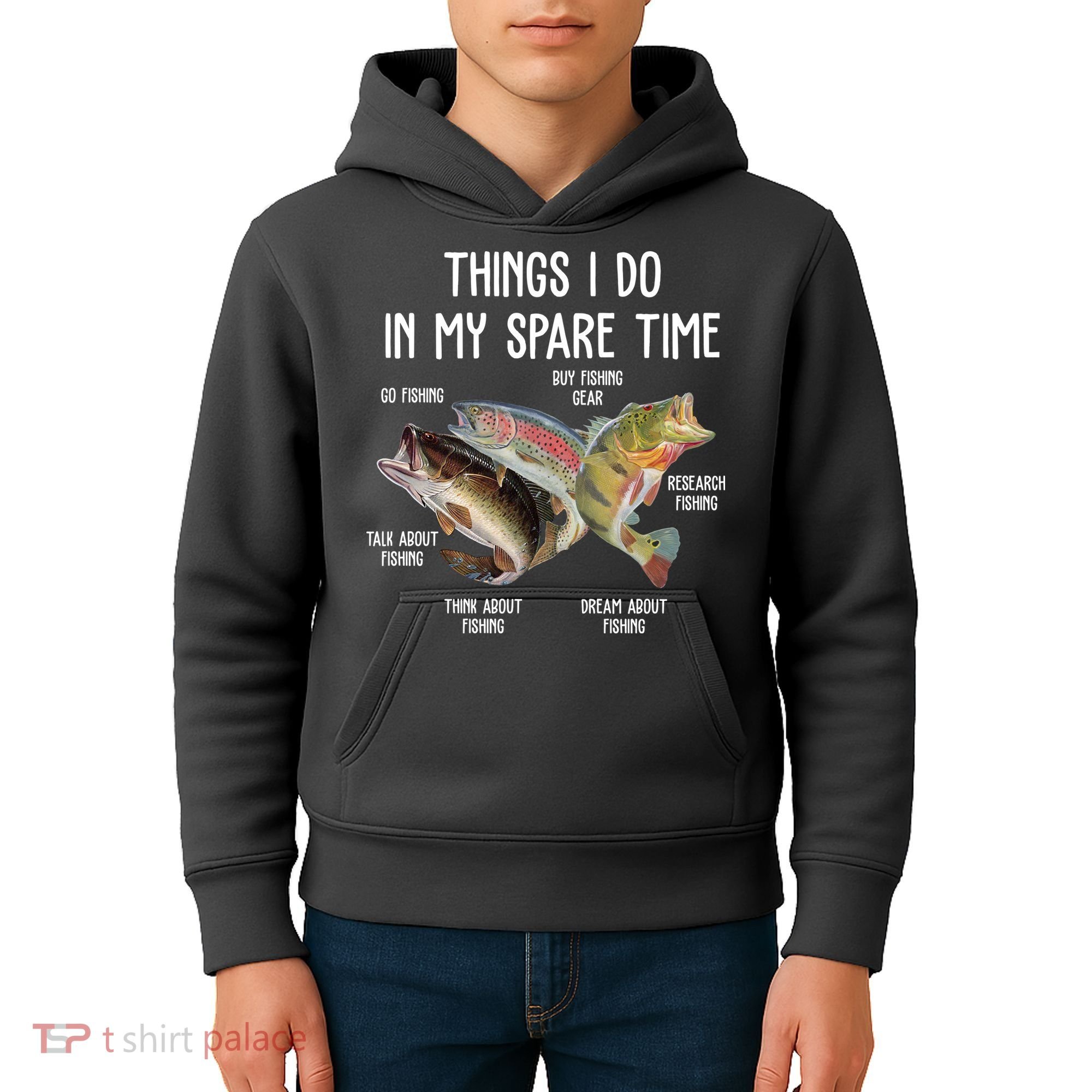 Thing I Do In My Spare Time Fishing Funny Kids Hoodie