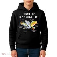 Things I Do In My Spare Time Funny Fishing Kids Hoodie thumb 4