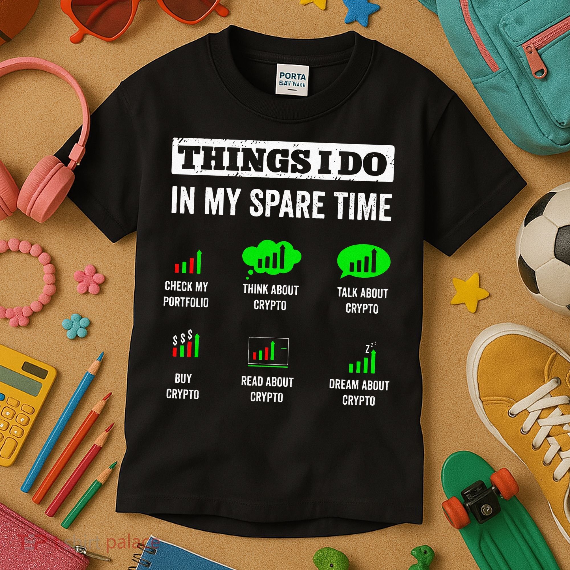 Things I Do In My Spare Time Trading Funny Crypto Investing Kids T-Shirt