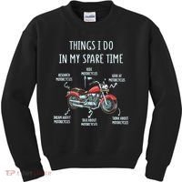 Things I Do In My Spare Time Motorcycle Biker Rider Riding Kids Sweatshirt thumb 0