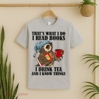 Thats I Do I Read Books Drink Tea And Know Things Funny Owl T-Shirt thumb 2