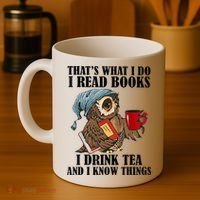 Thats I Do I Read Books Drink Tea And Know Things Funny Owl Coffee Mug thumb 4