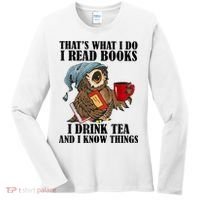 Thats I Do I Read Books Drink Tea And Know Things Funny Owl Women's Long Sleeve Shirt thumb 0