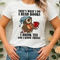Thats I Do I Read Books Drink Tea And Know Things Funny Owl Women's T-Shirt thumb 2
