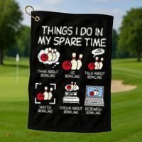 Things I Do Spare Time Bowling Funny Bowler Golf Towel thumb 1