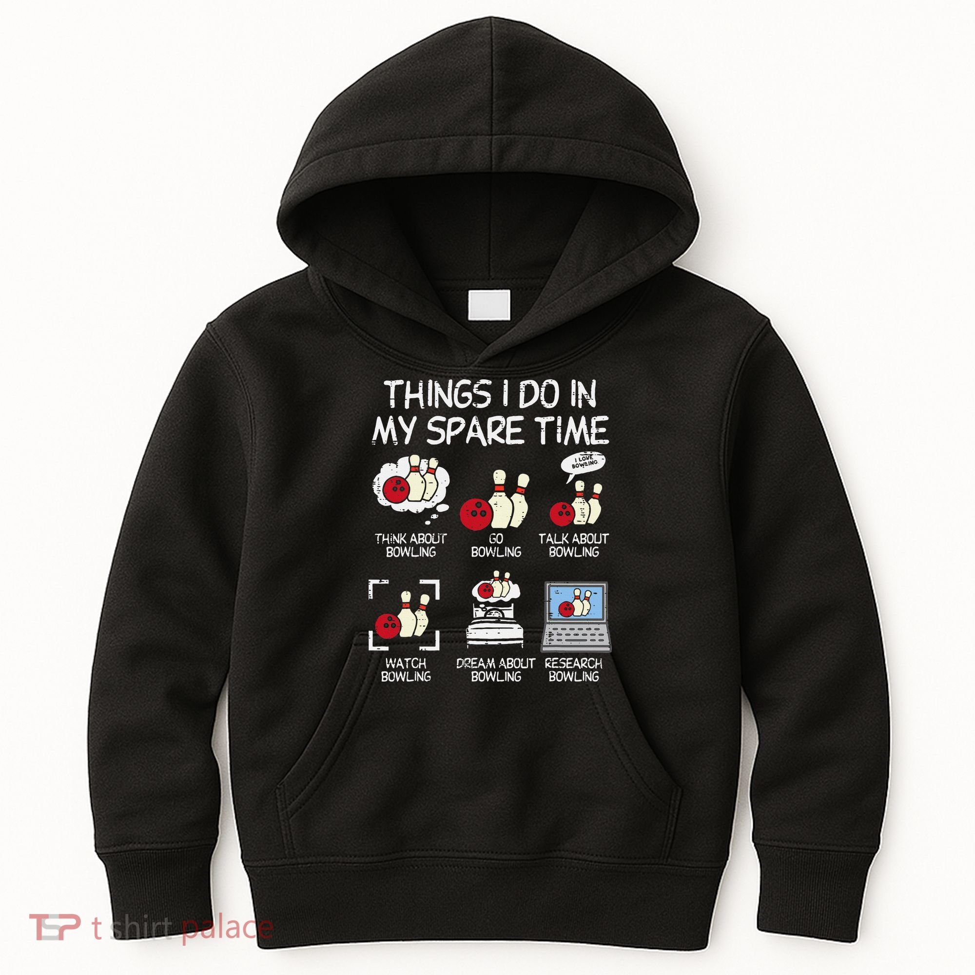 Things I Do Spare Time Bowling Funny Bowler Kids Hoodie