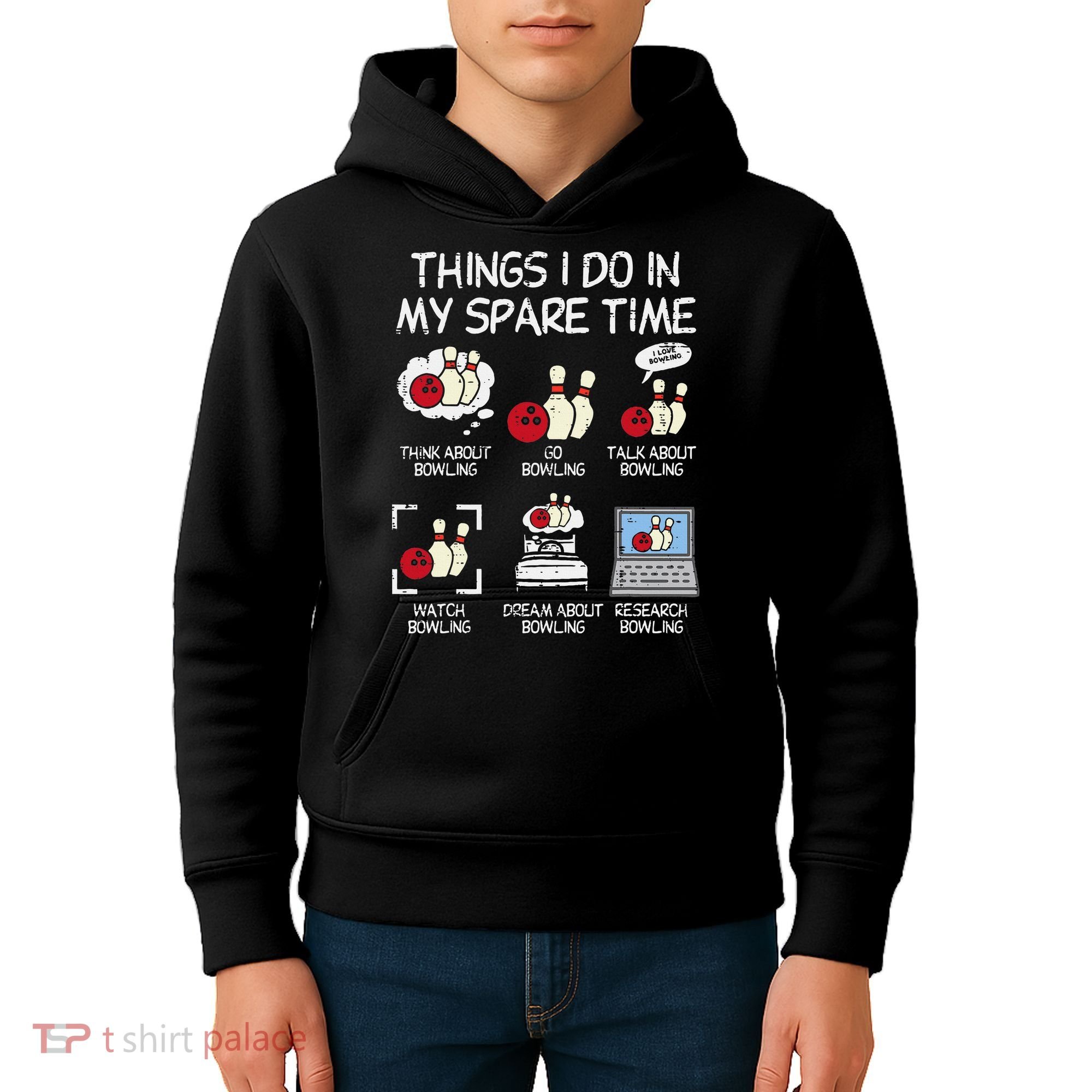 Things I Do Spare Time Bowling Funny Bowler Kids Hoodie