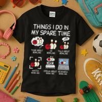 Things I Do Spare Time Bowling Funny Bowler Kids T-Shirt thumb 3