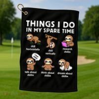 Things I Do In My Spare Time Chilling Sloth Cute Kawaii Golf Towel thumb 1