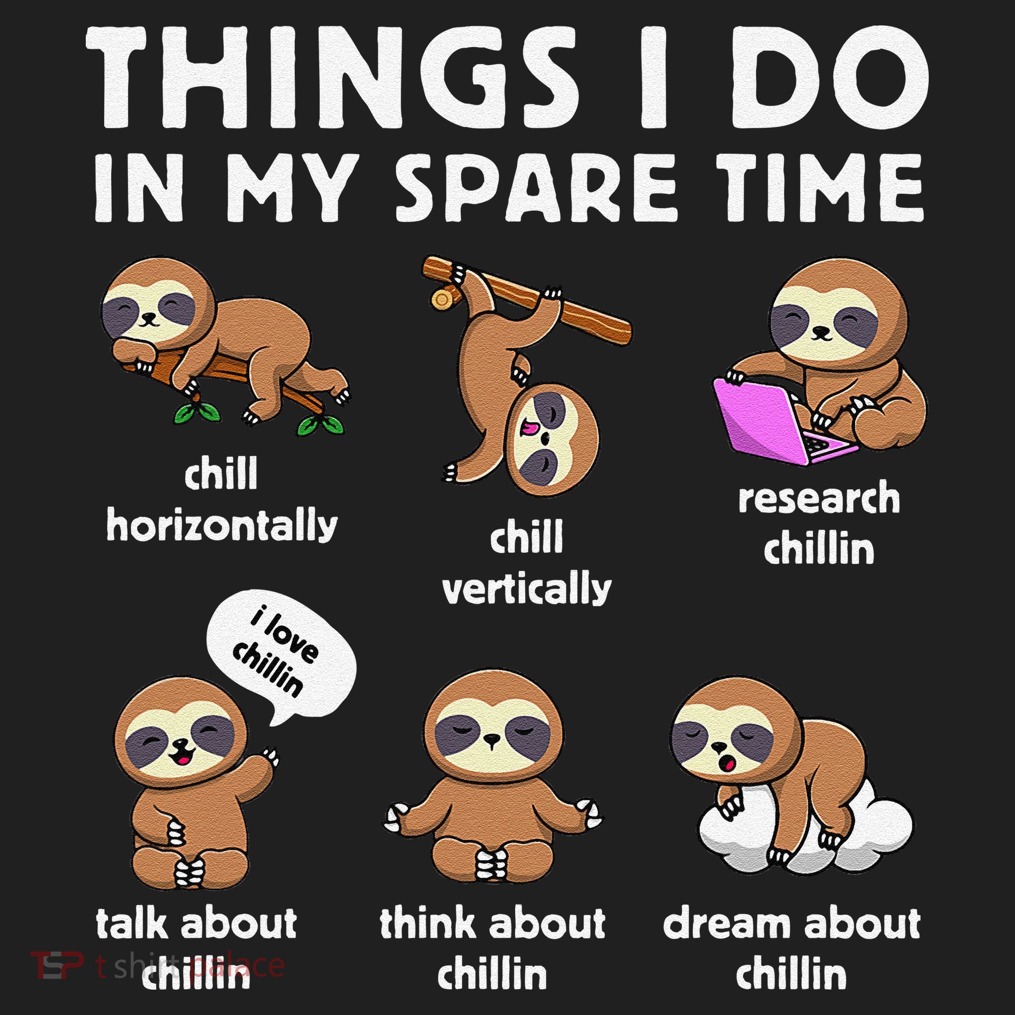 Things I Do In My Spare Time Chilling Sloth Cute Kawaii Golf Towel