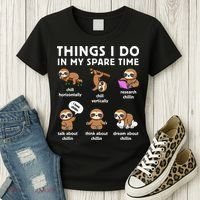 Things I Do In My Spare Time Chilling Sloth Cute Kawaii Women's T-Shirt thumb 3