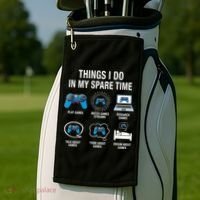 Things I Do In My Spare Time Funny Video Games Xmas Gamers Gift Golf Towel thumb 2