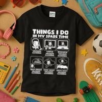 Things I Do In My Spare Time Vacuum Cleaning Kids T-Shirt thumb 3